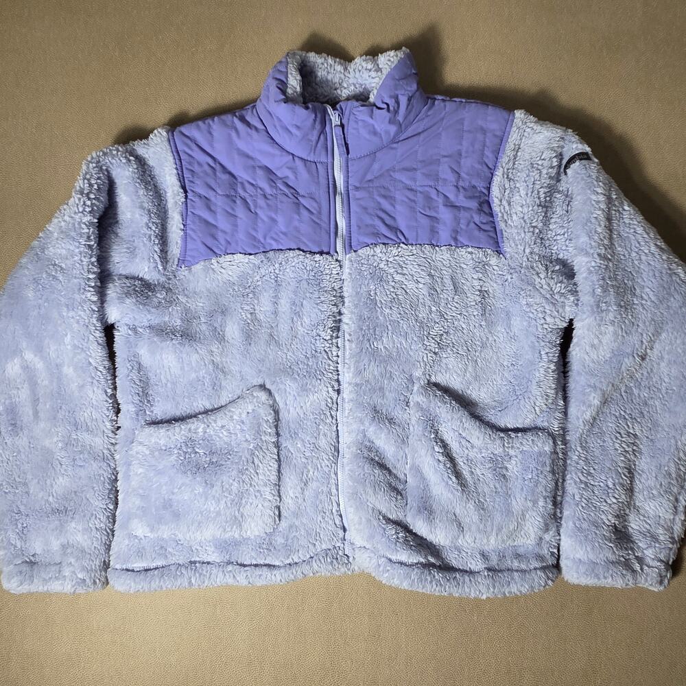 Columbia Mountain Crest Full Zip Sherpa Fleece Jacket Womens Large Lavender
